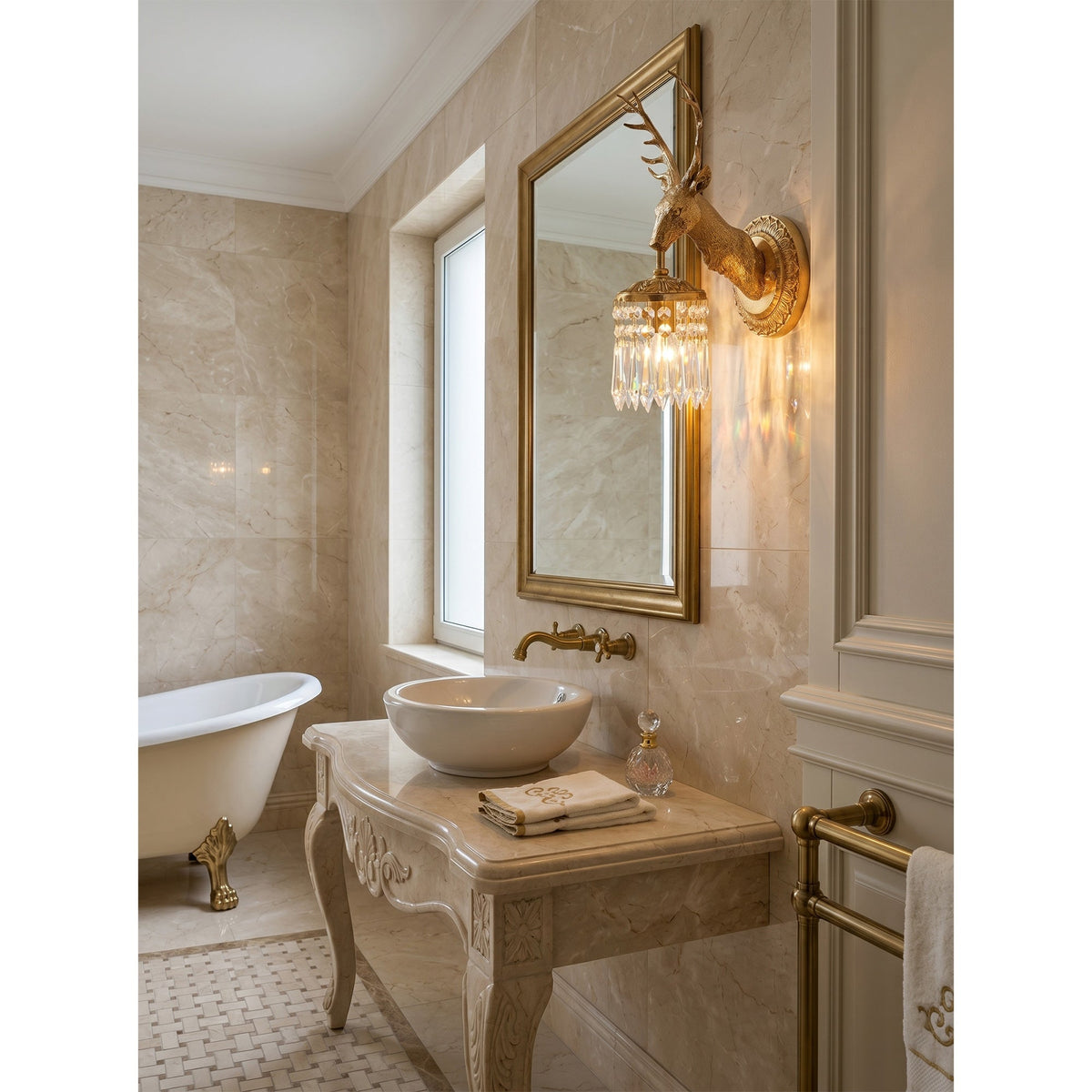 Antler aplique de pared de cristal