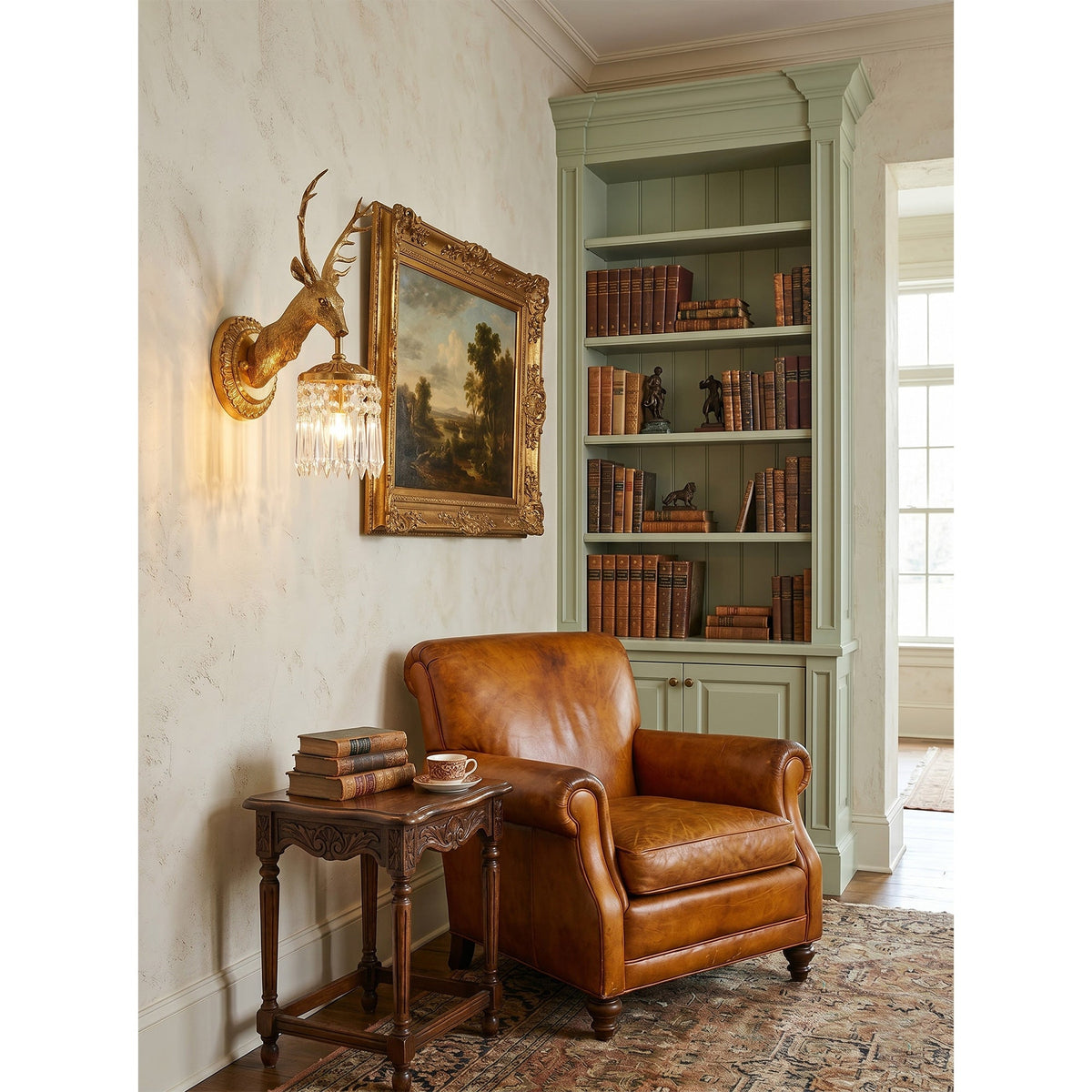 Antler aplique de pared de cristal