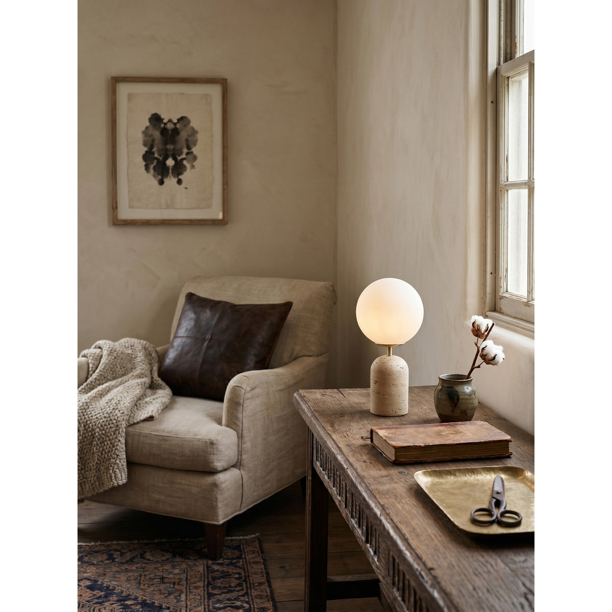 Nuvor travertino lámpara de mesa