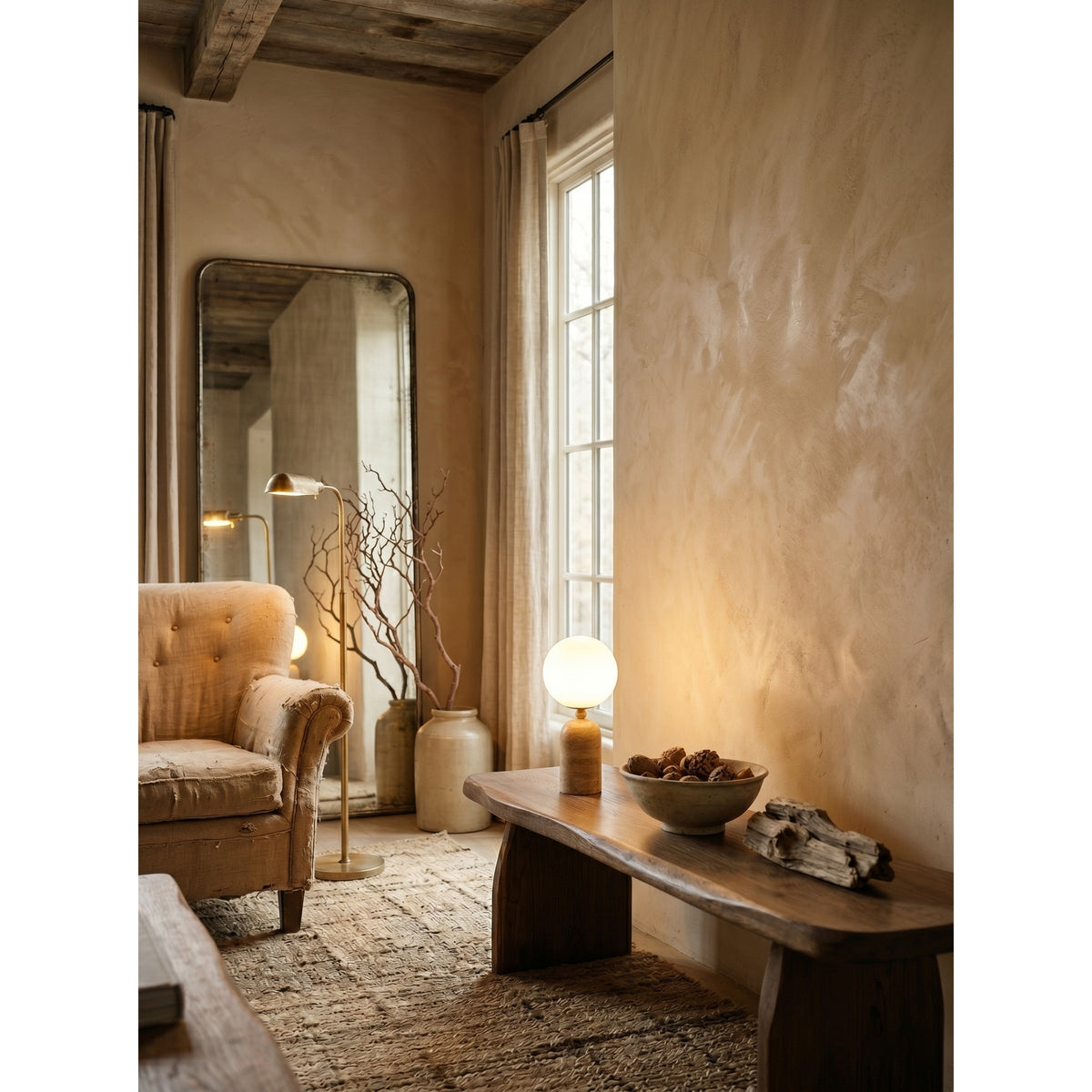 Nuvor travertino lámpara de mesa
