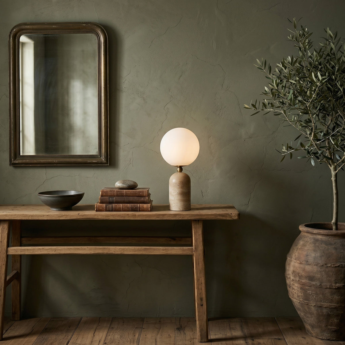 Nuvor travertino lámpara de mesa