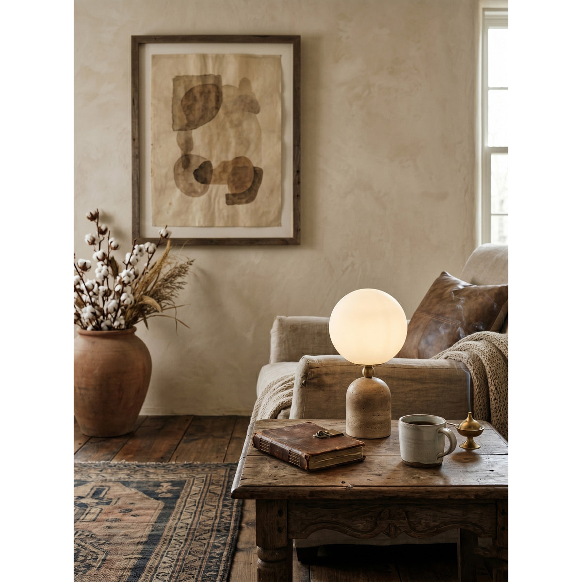 Nuvor travertino lámpara de mesa