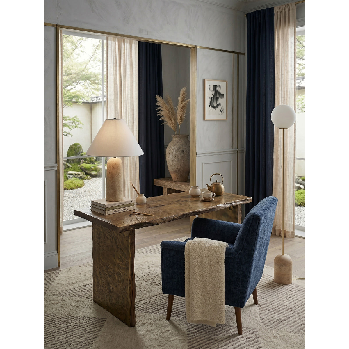 Astere lámpara de mesa travertino