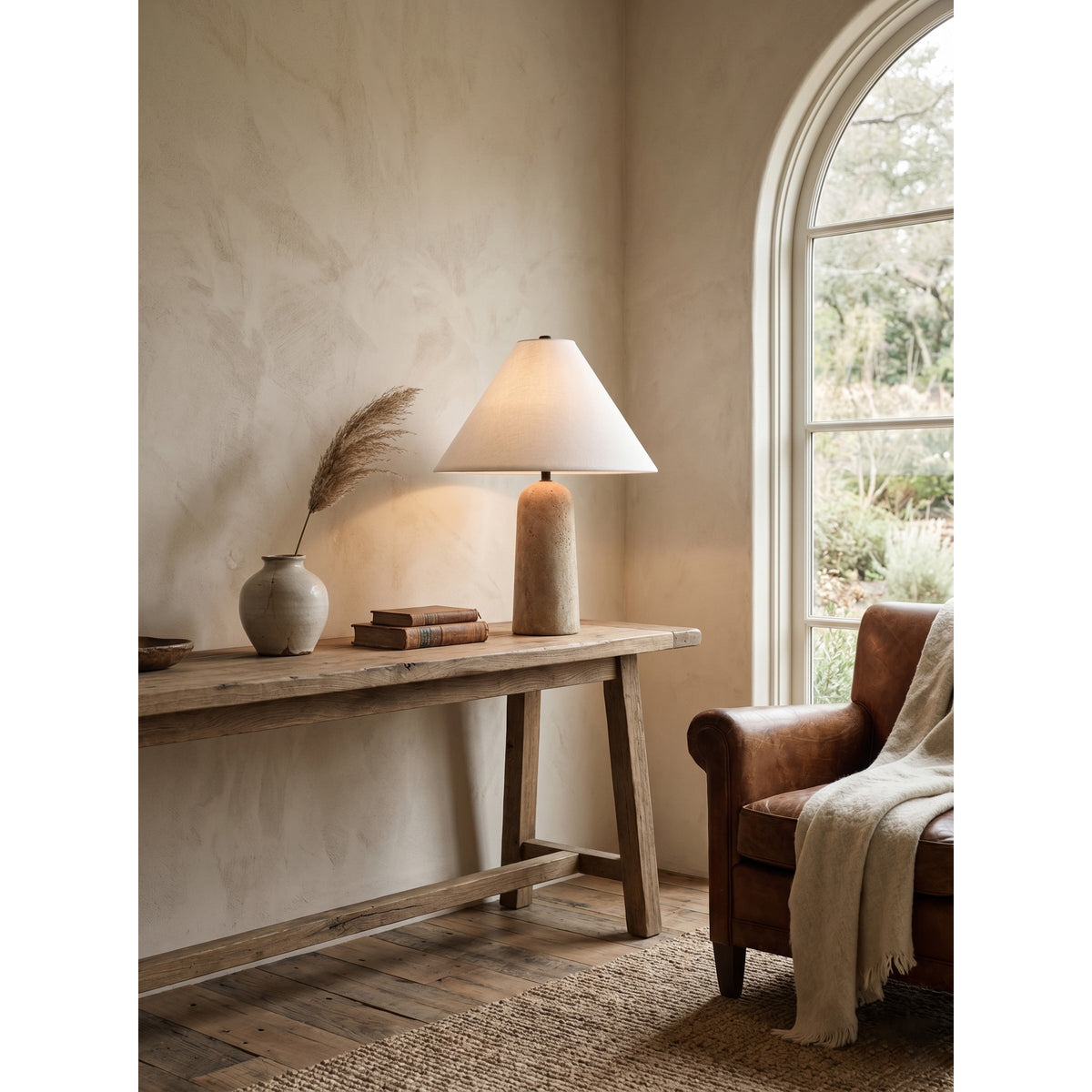 Astere lámpara de mesa travertino