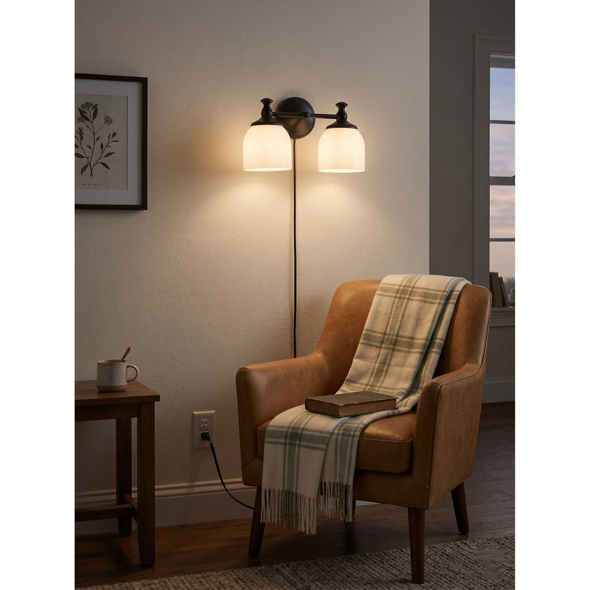 Celiaya aplique de pared con vidrio y enchufe enchufable