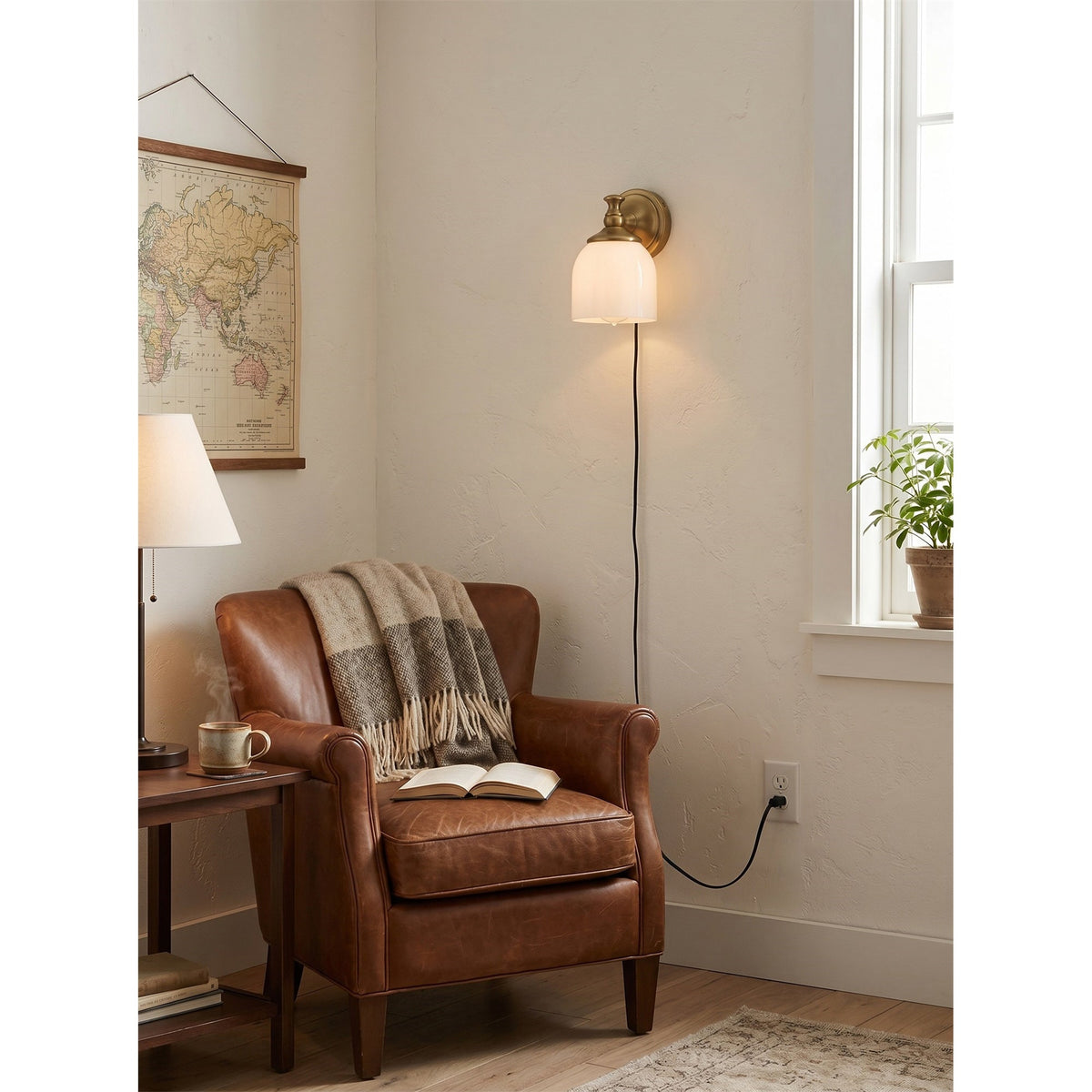 Celiaya aplique de pared con vidrio y enchufe enchufable