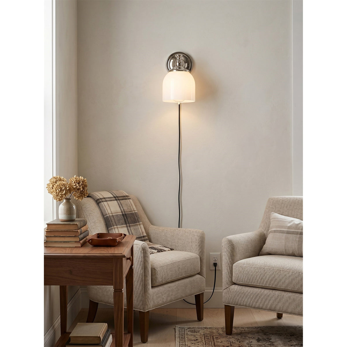Celiaya aplique de pared con vidrio y enchufe enchufable