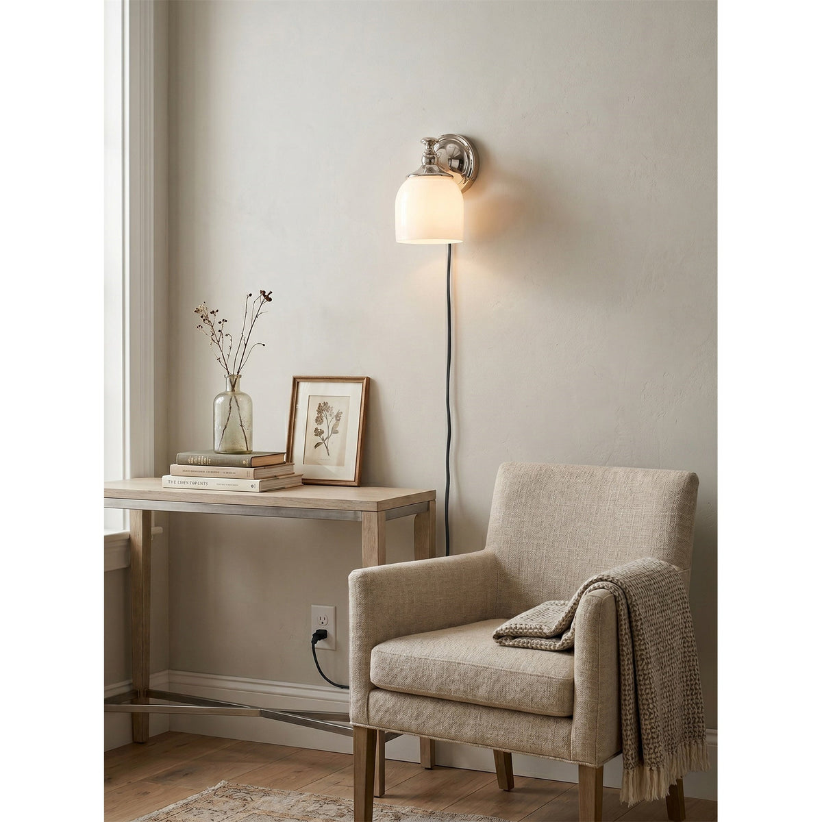 Celiaya aplique de pared con vidrio y enchufe enchufable