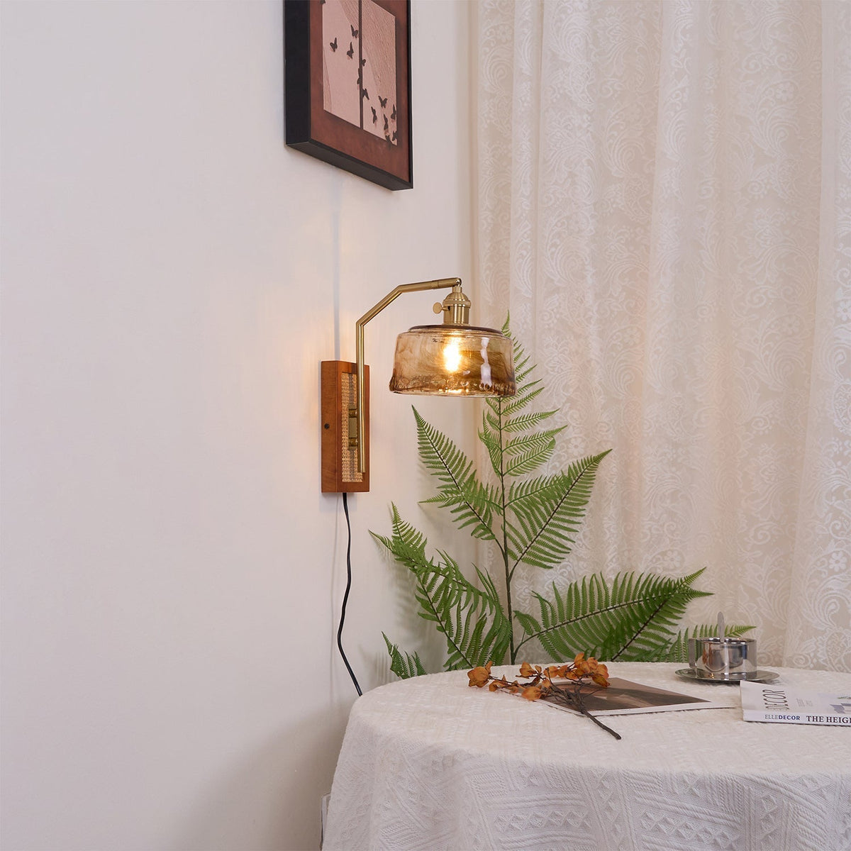 Brix aplique de pared Premium nórdico de arte en vidrio y bambú