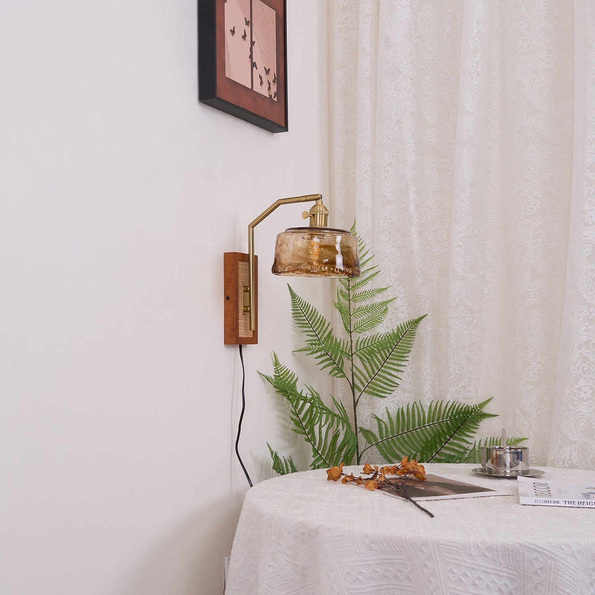 Brix aplique de pared Premium nórdico de arte en vidrio y bambú