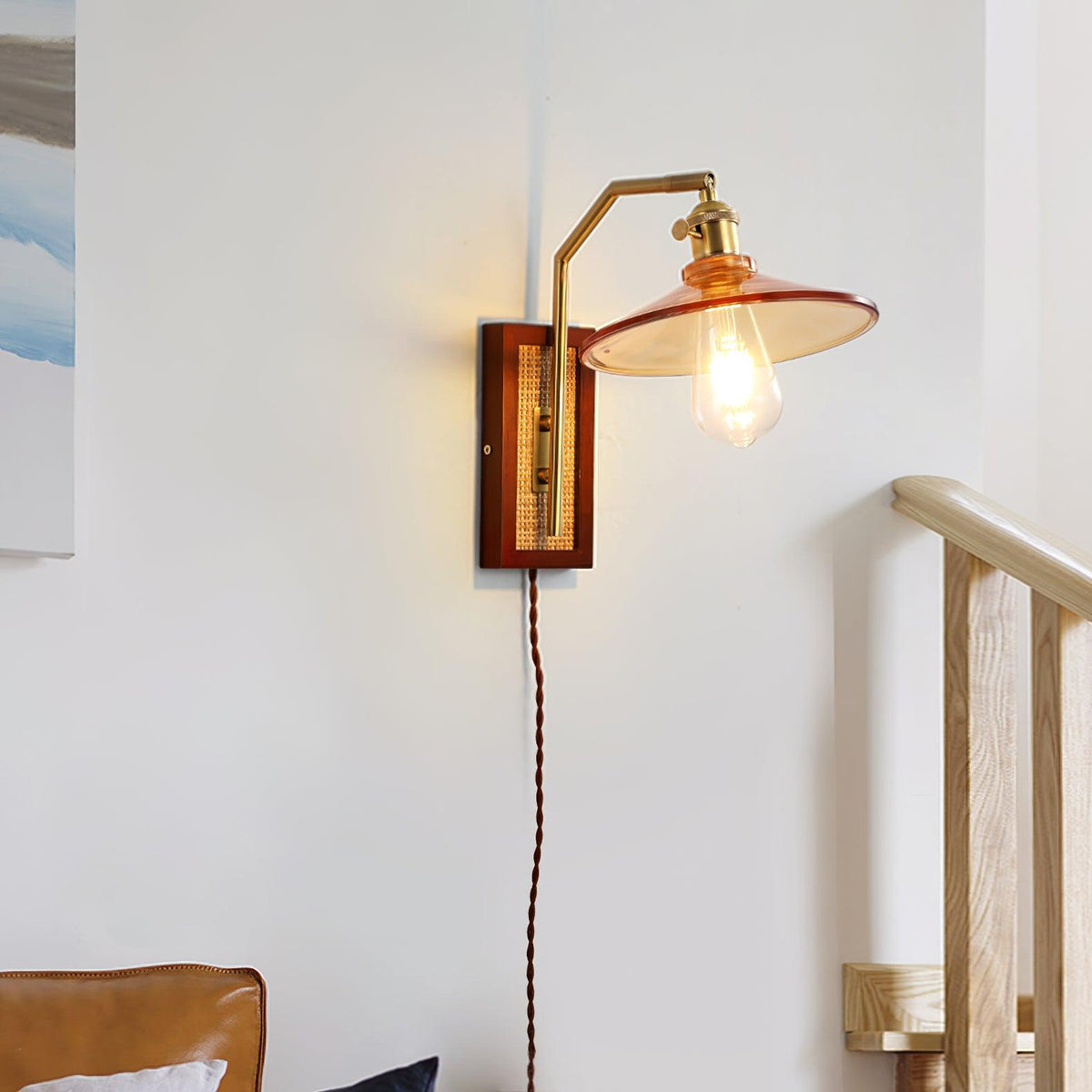 Brix aplique de pared Premium nórdico de arte en vidrio y bambú