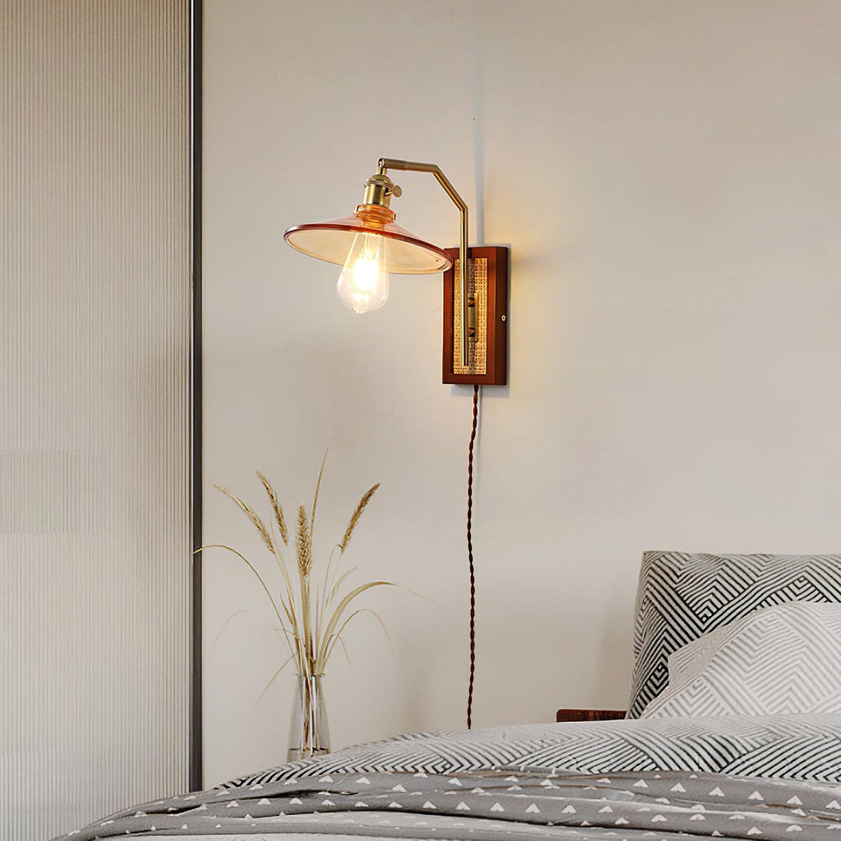 Brix aplique de pared Premium nórdico de arte en vidrio y bambú