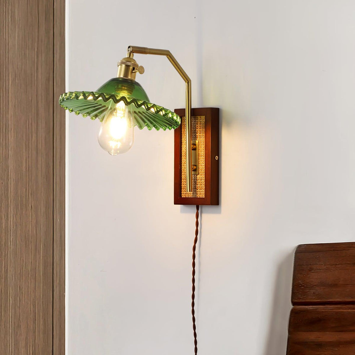 Brix aplique de pared Premium nórdico de arte en vidrio y bambú