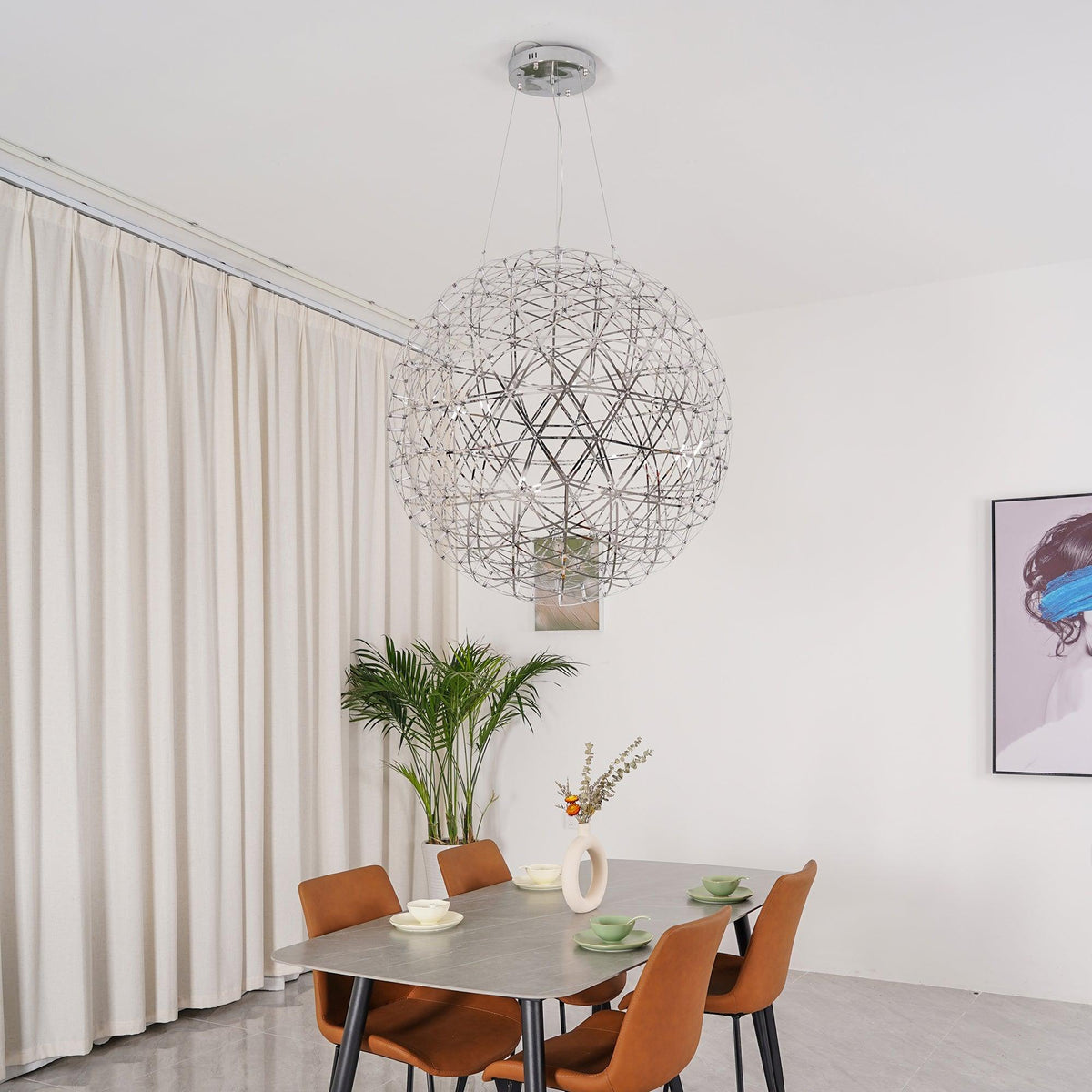 Delcourt plateado lámpara colgante Spark Ball