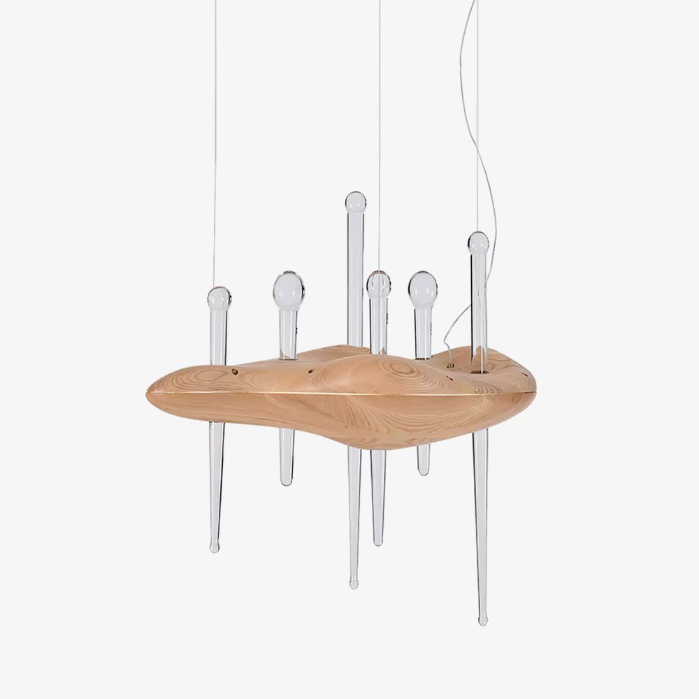 Umare lámpara colgante Whimsical de vidrio y madera