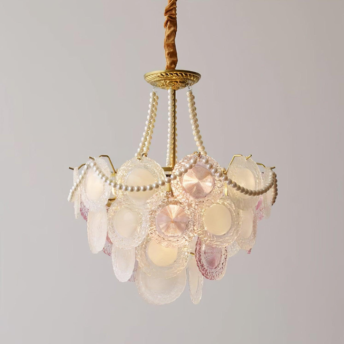 Celinine lámpara de araña de vidrio en capas juguetón