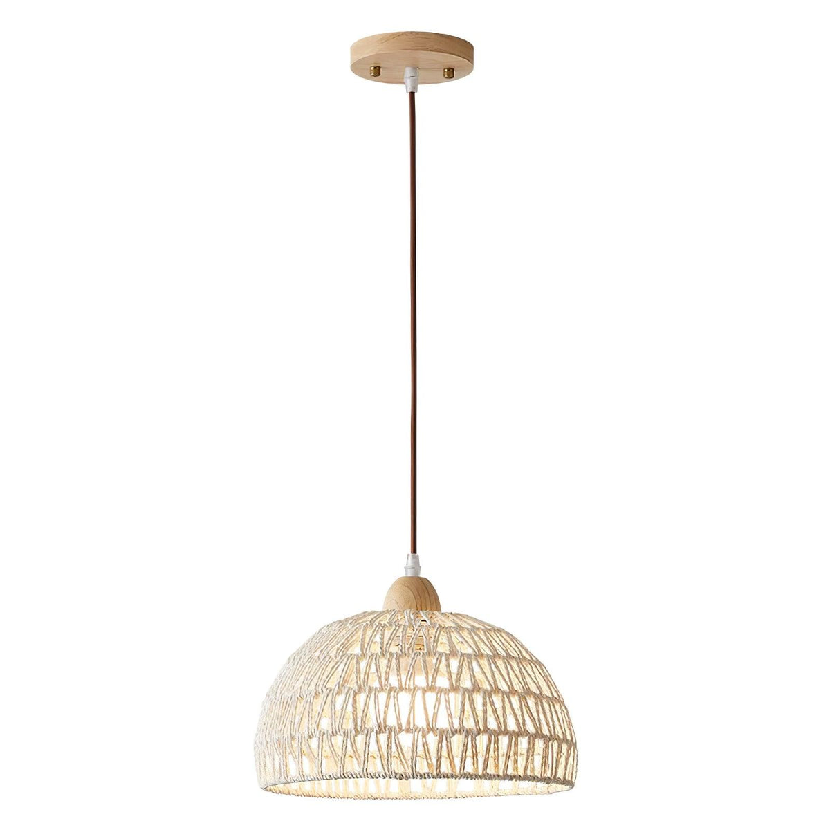 Calyran lámpara colgante de ratán y madera
