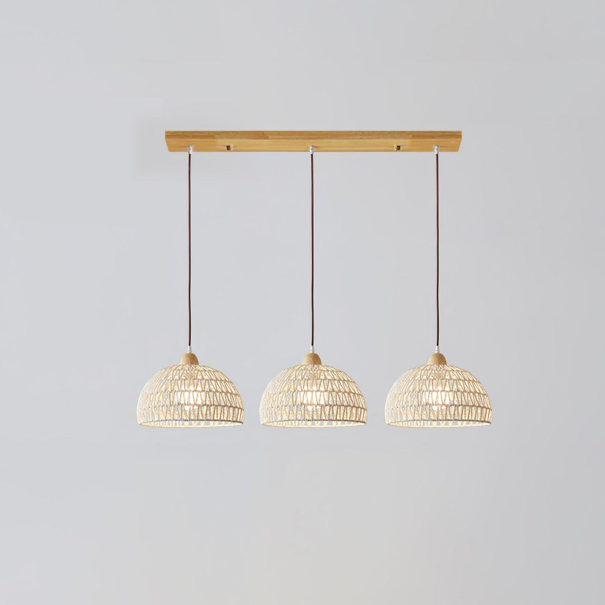 Calyran lámpara colgante de ratán y madera