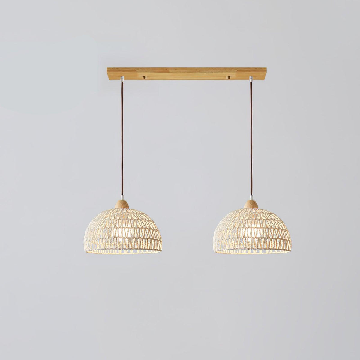 Calyran lámpara colgante de ratán y madera