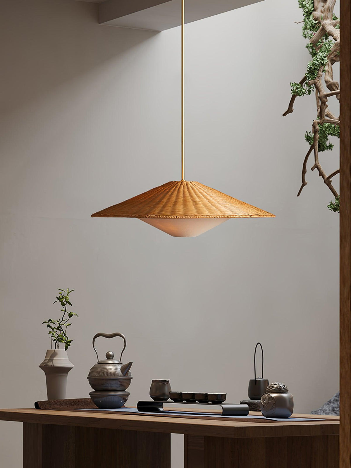 Kocan lámpara colgante de ratán minimalista