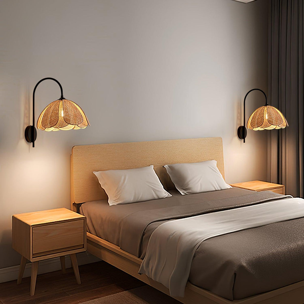 Zevelia aplique de pared elegancia Natural pétalo ratán