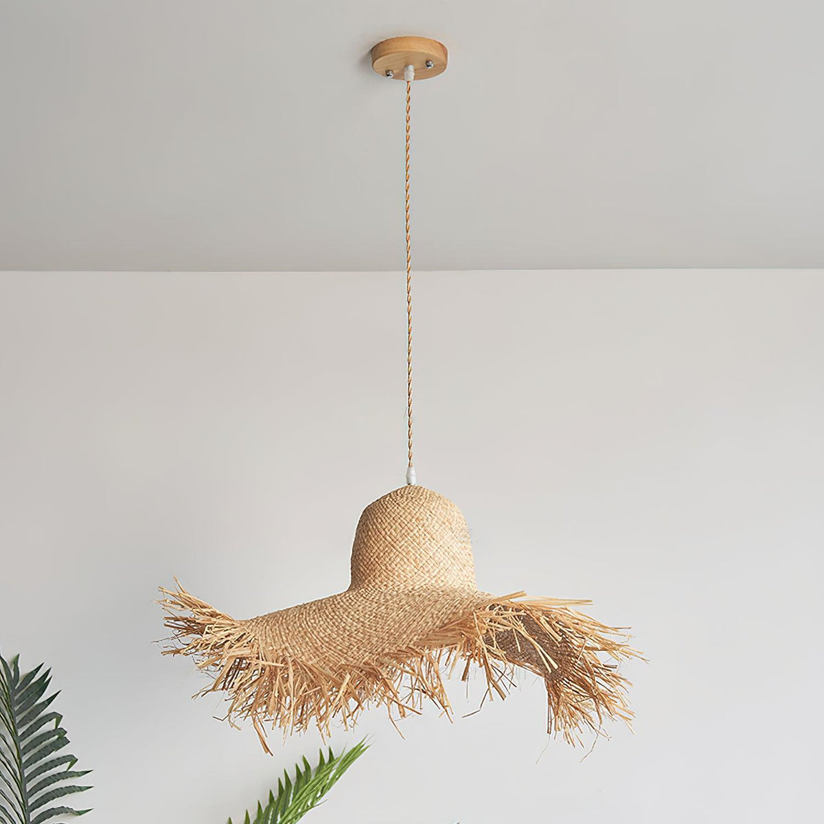Vocan lámpara colgante ratán Vintage