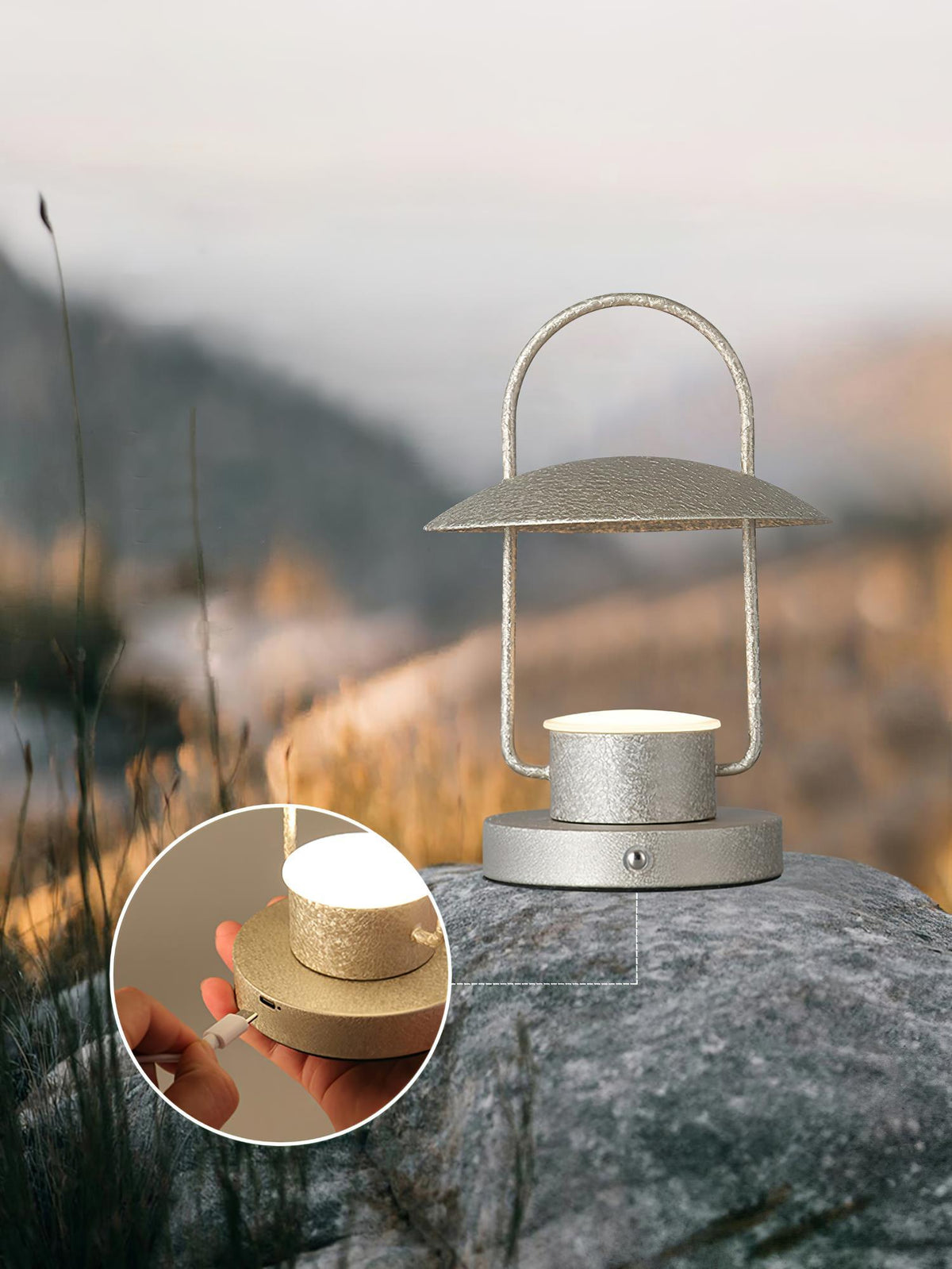 Solaran lámpara de mesa gris contemporánea