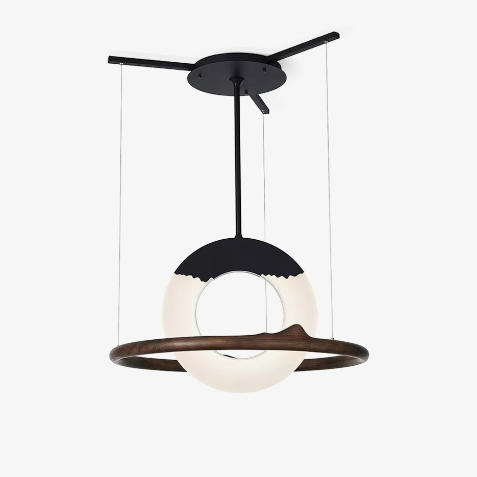 Mytalan lámpara colgante circular con detalles en madera y acrílico