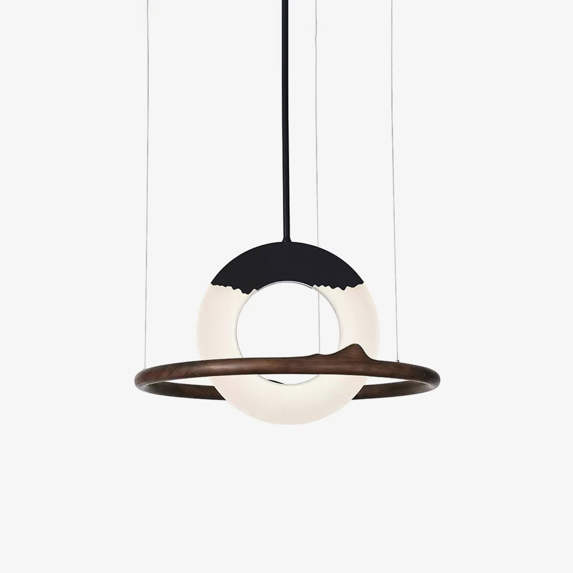Mytalan lámpara colgante circular con detalles en madera y acrílico