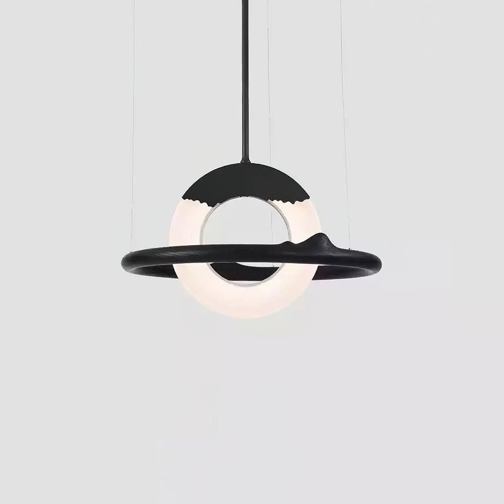 Mytalan lámpara colgante circular con detalles en madera y acrílico