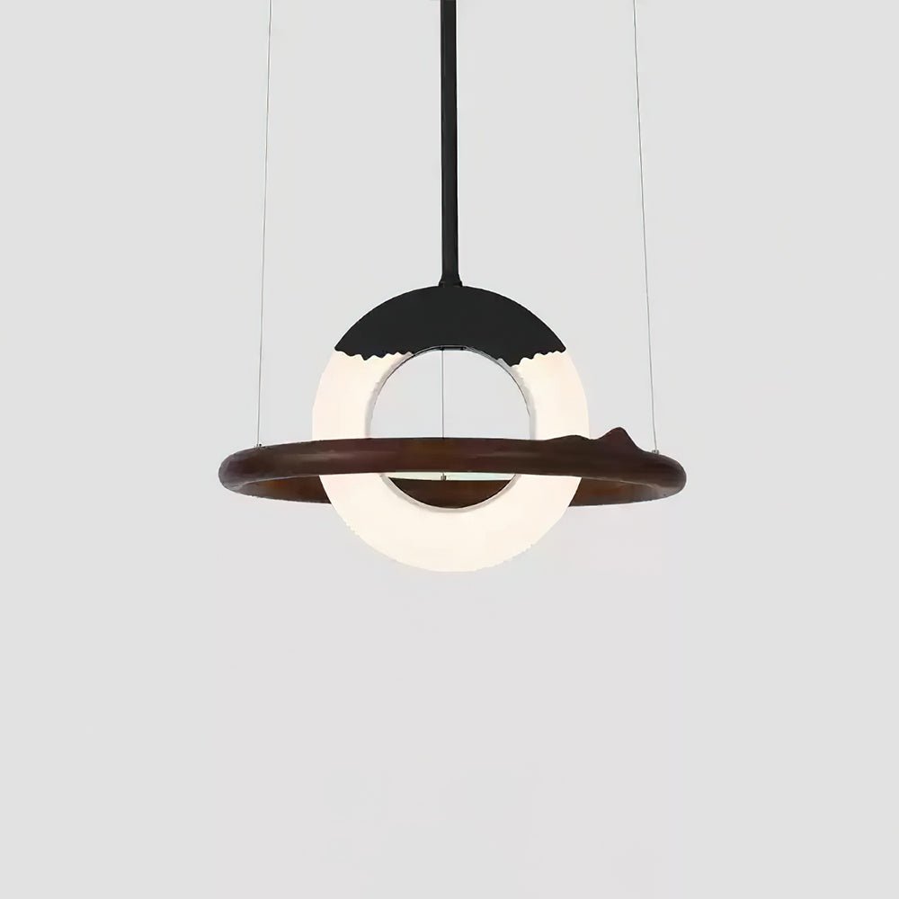 Mytalan lámpara colgante circular con detalles en madera y acrílico