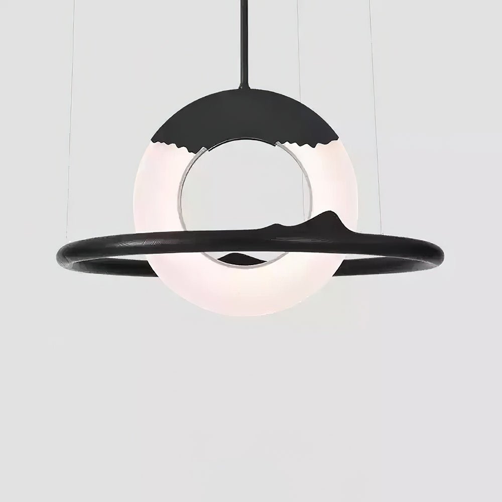 Mytalan lámpara colgante circular con detalles en madera y acrílico
