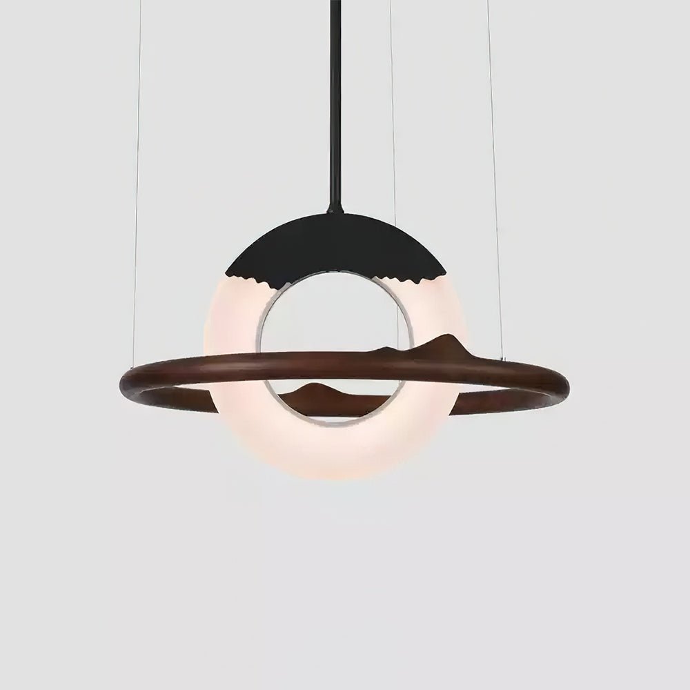 Mytalan lámpara colgante circular con detalles en madera y acrílico