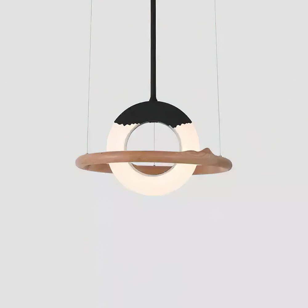 Mytalan lámpara colgante circular con detalles en madera y acrílico