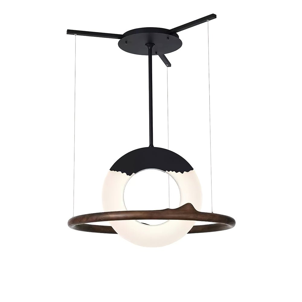 Mytalan lámpara colgante circular con detalles en madera y acrílico