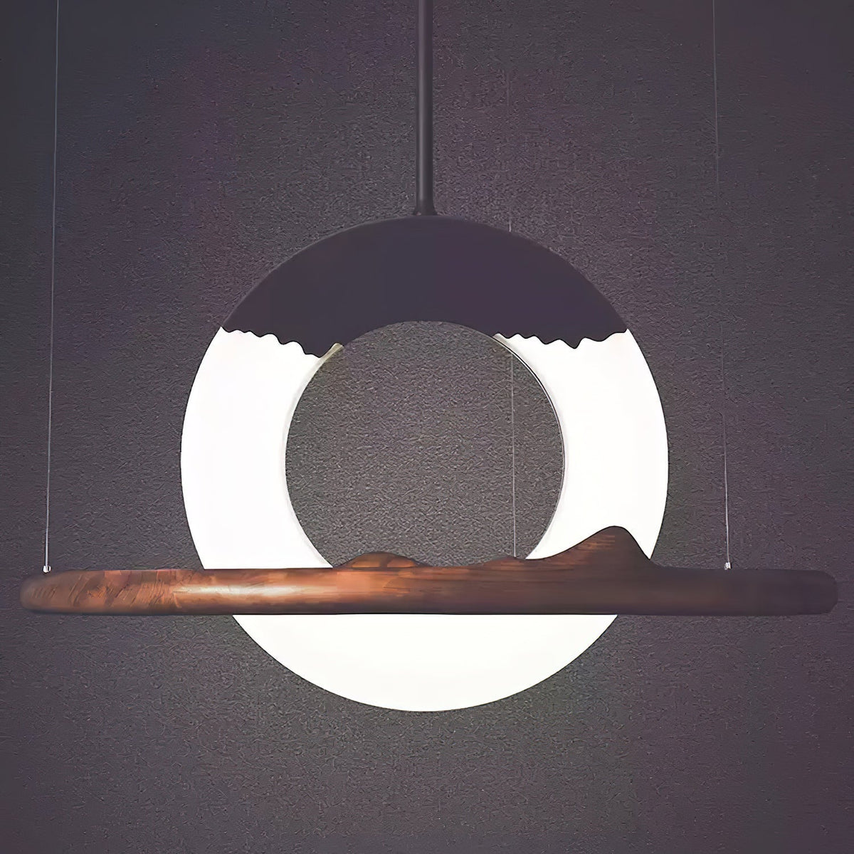 Mytalan lámpara colgante circular con detalles en madera y acrílico