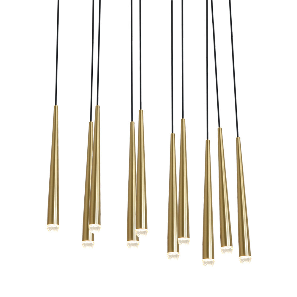 Lámpara de araña minimalista con sombras de cristal y latón pulido
