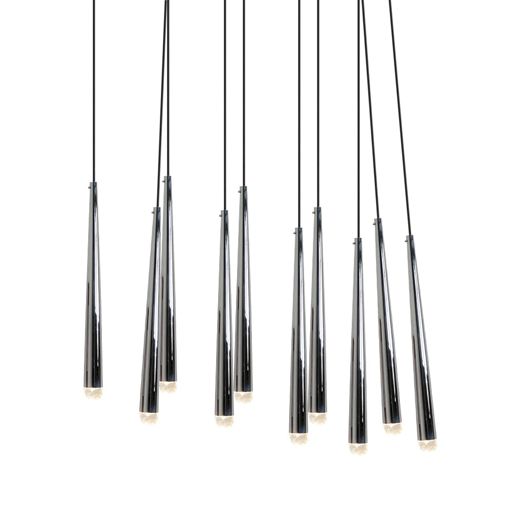 Lámpara de araña minimalista con sombras de cristal y latón pulido