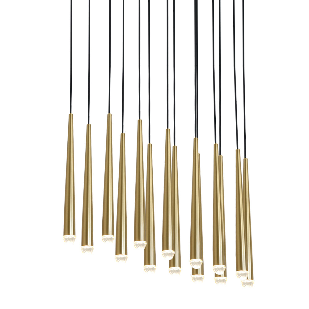 Lámpara de araña minimalista con sombras de cristal y latón pulido