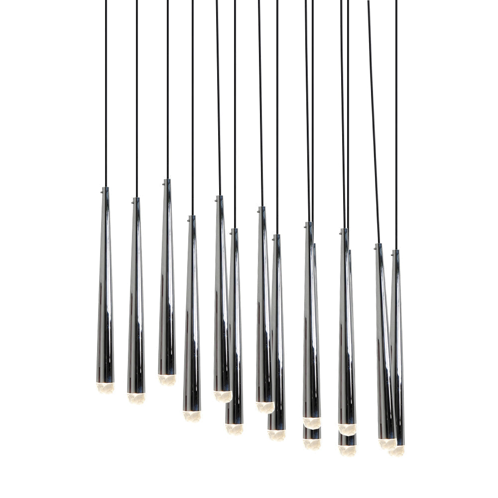 Lámpara de araña minimalista con sombras de cristal y latón pulido