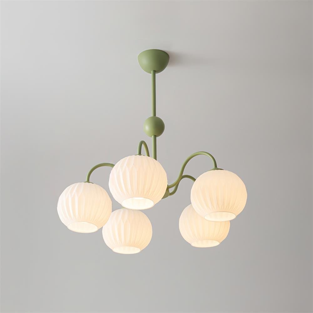 Velaaria lámpara de araña verde vidrio Ribeteado moderno 8-Light
