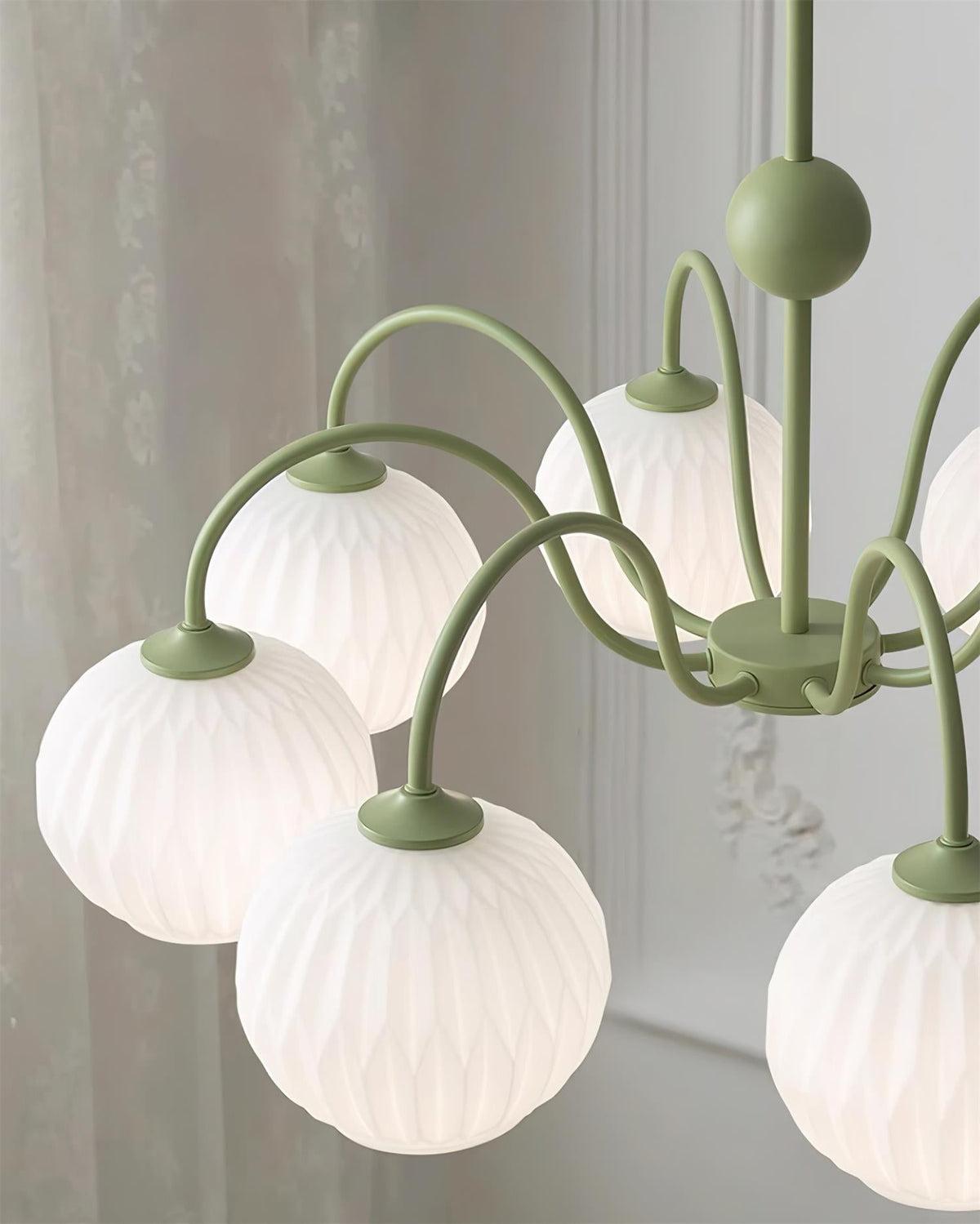 Velaaria lámpara de araña verde vidrio Ribeteado moderno 8-Light