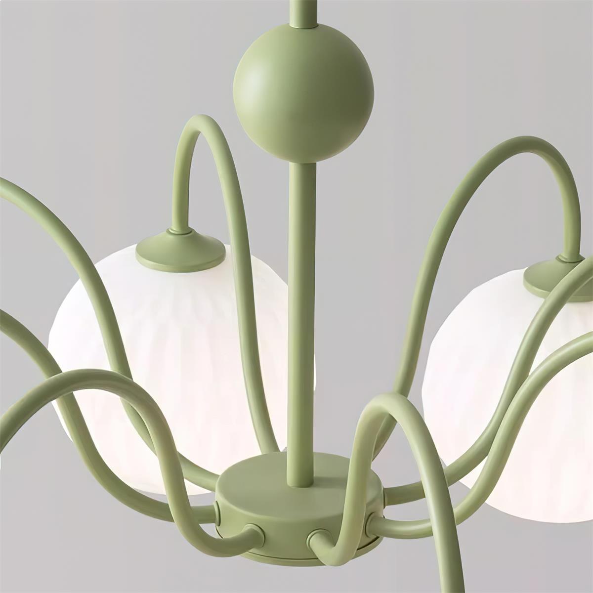 Velaaria lámpara de araña verde vidrio Ribeteado moderno 8-Light