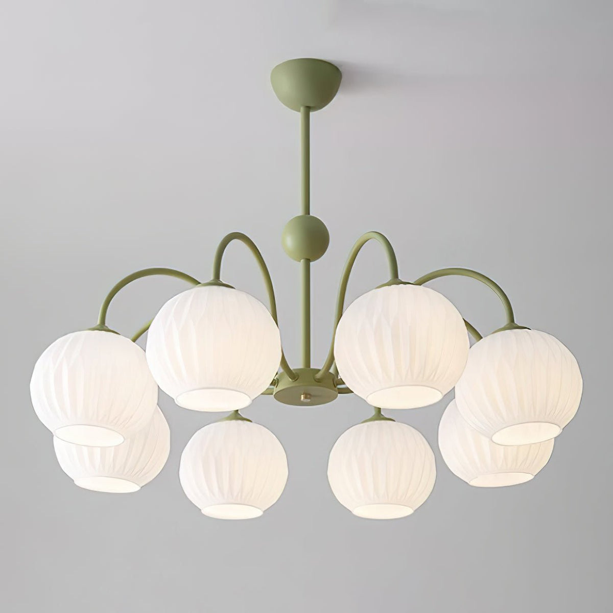 Velaaria lámpara de araña verde vidrio Ribeteado moderno 8-Light