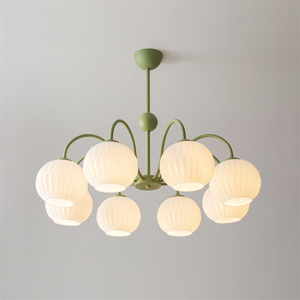 Velaaria lámpara de araña verde vidrio Ribeteado moderno 8-Light