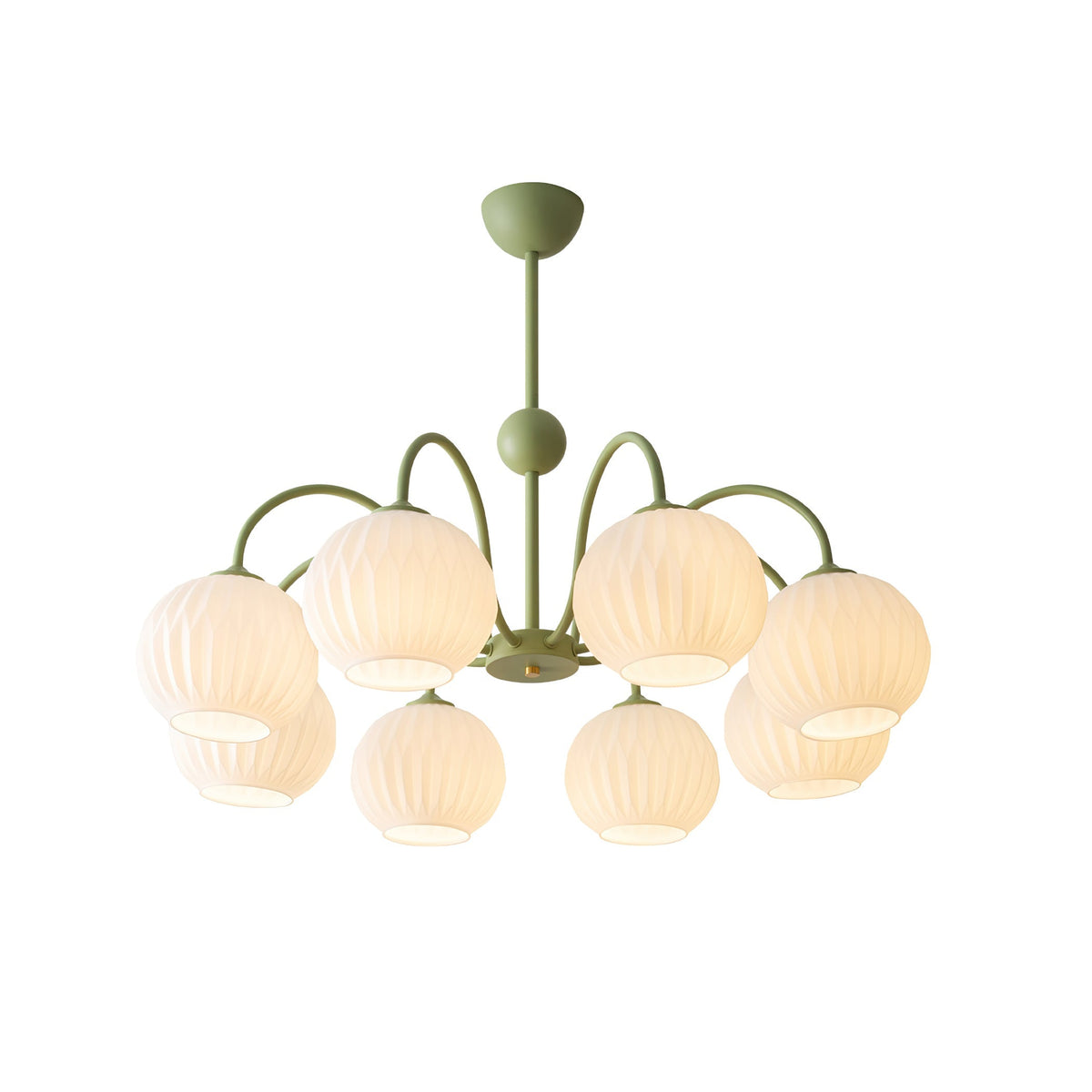 Velaaria lámpara de araña verde vidrio Ribeteado moderno 8-Light