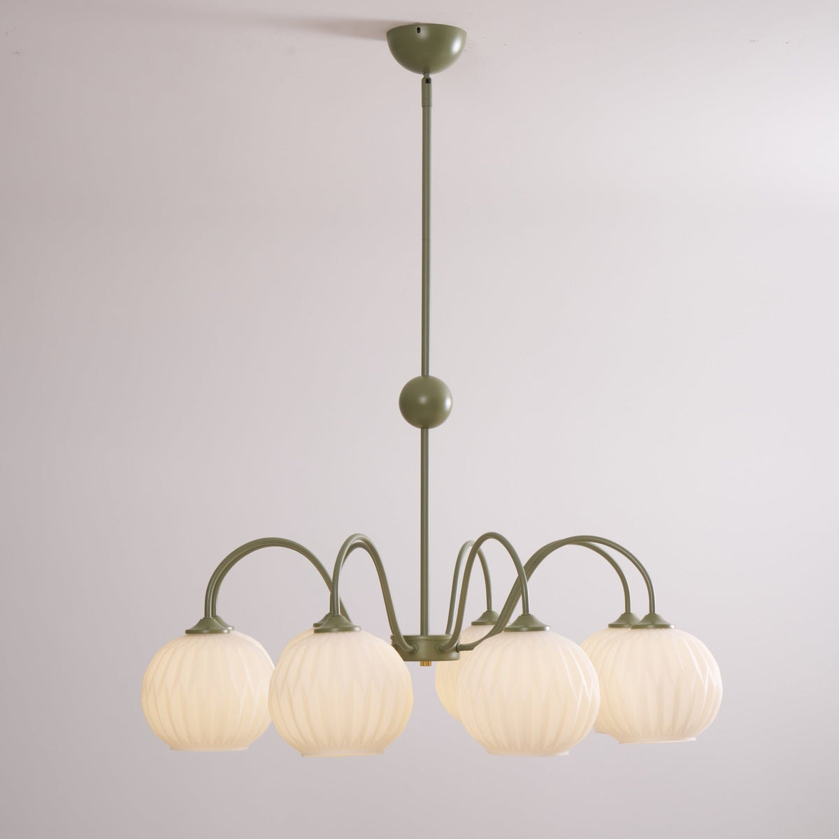 Velaaria lámpara de araña verde vidrio Ribeteado moderno 8-Light