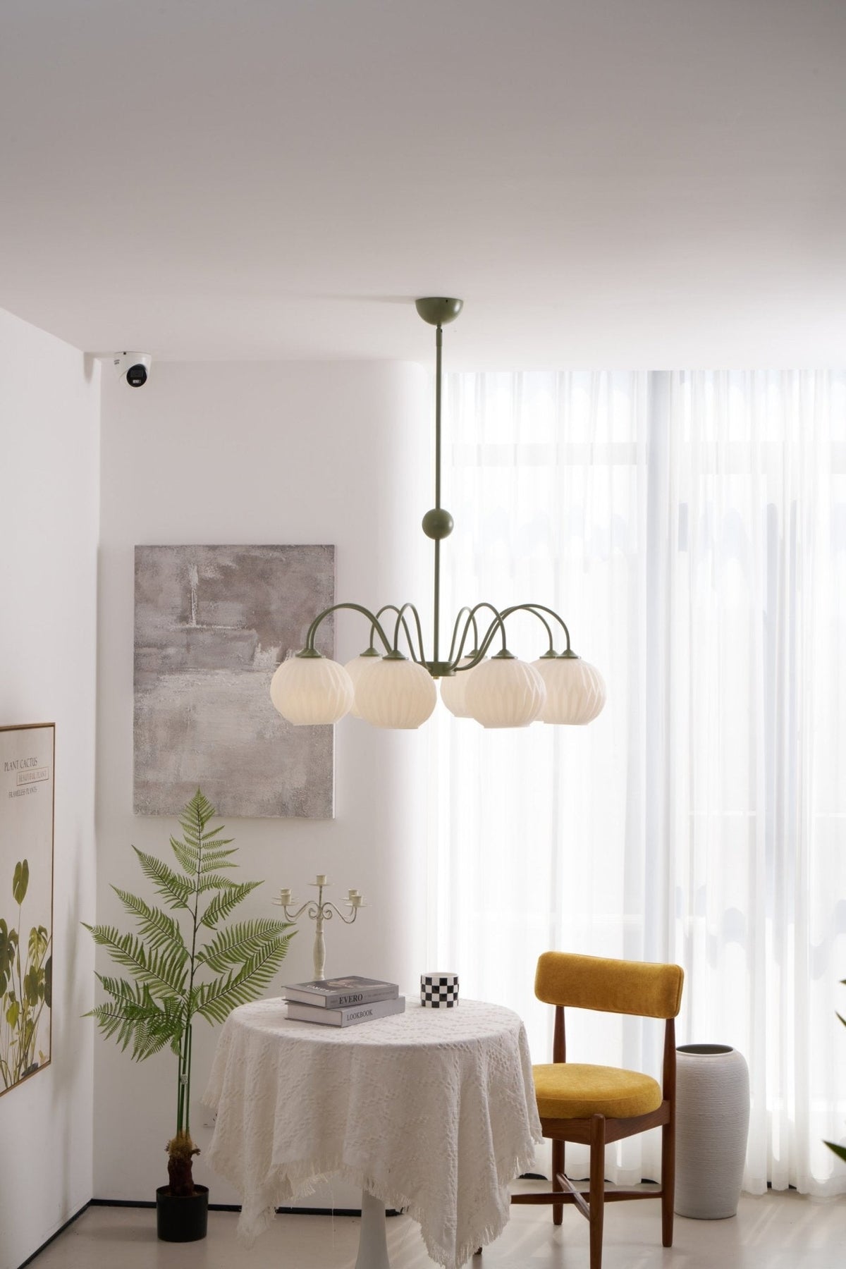 Velaaria lámpara de araña verde vidrio Ribeteado moderno 8-Light