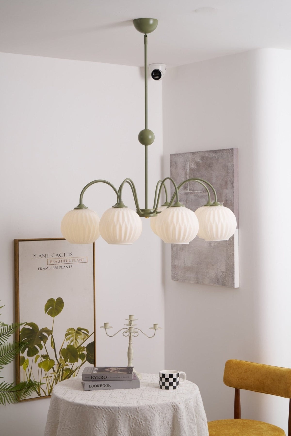 Velaaria lámpara de araña verde vidrio Ribeteado moderno 8-Light