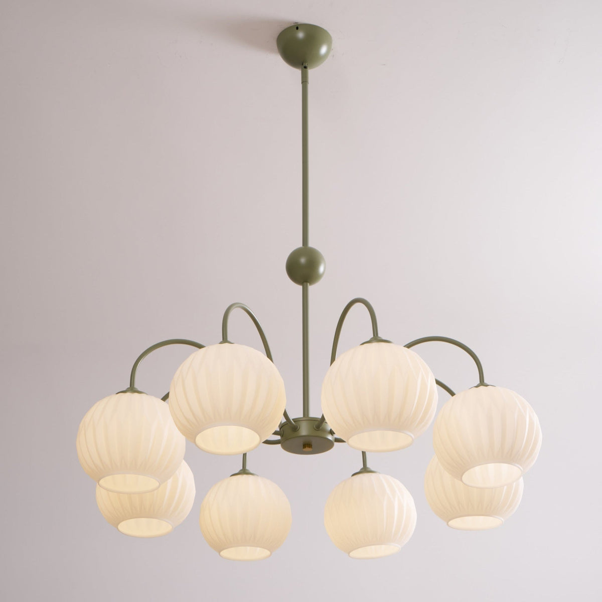 Velaaria lámpara de araña verde vidrio Ribeteado moderno 8-Light